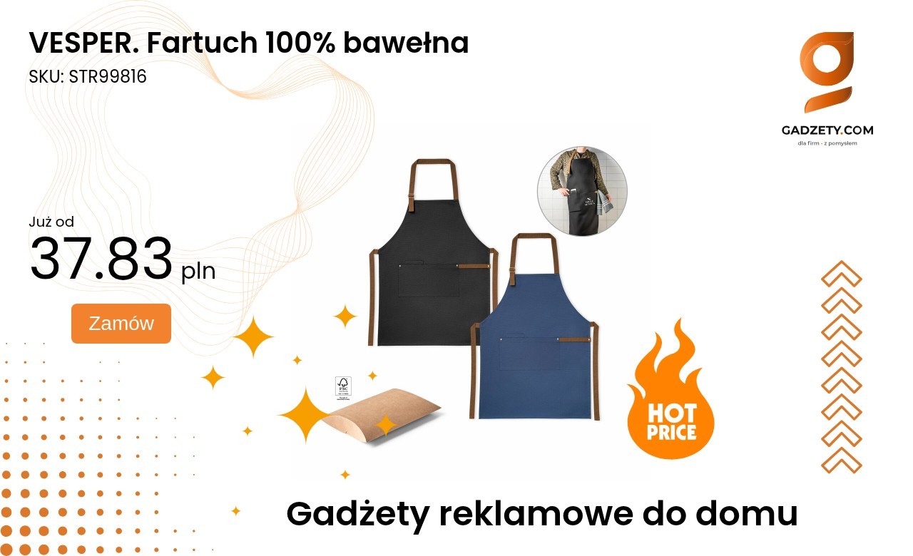 VESPER. Fartuch 100% bawełna Fartuch kuchenny VESPER wykonany z bawełny 100%