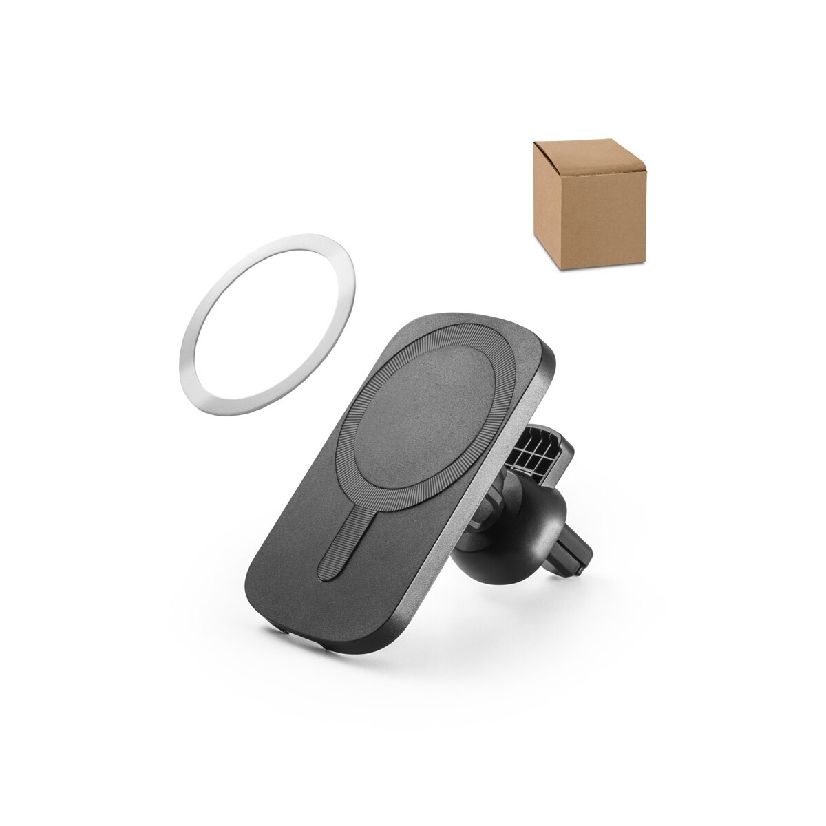 KOCH. Samochodowy uchwyt na smartfon z bezprzewodową ładowarką magnetyczną 15W ze ABS pochodzącego z recyklingu (100% rABS) 97168_set