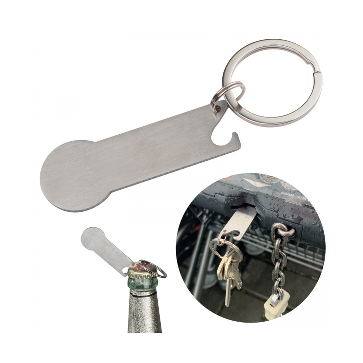 Brelok metalowy otwieracz do butelek z żetonem RODNEY brelok-z-zetonem-9158307