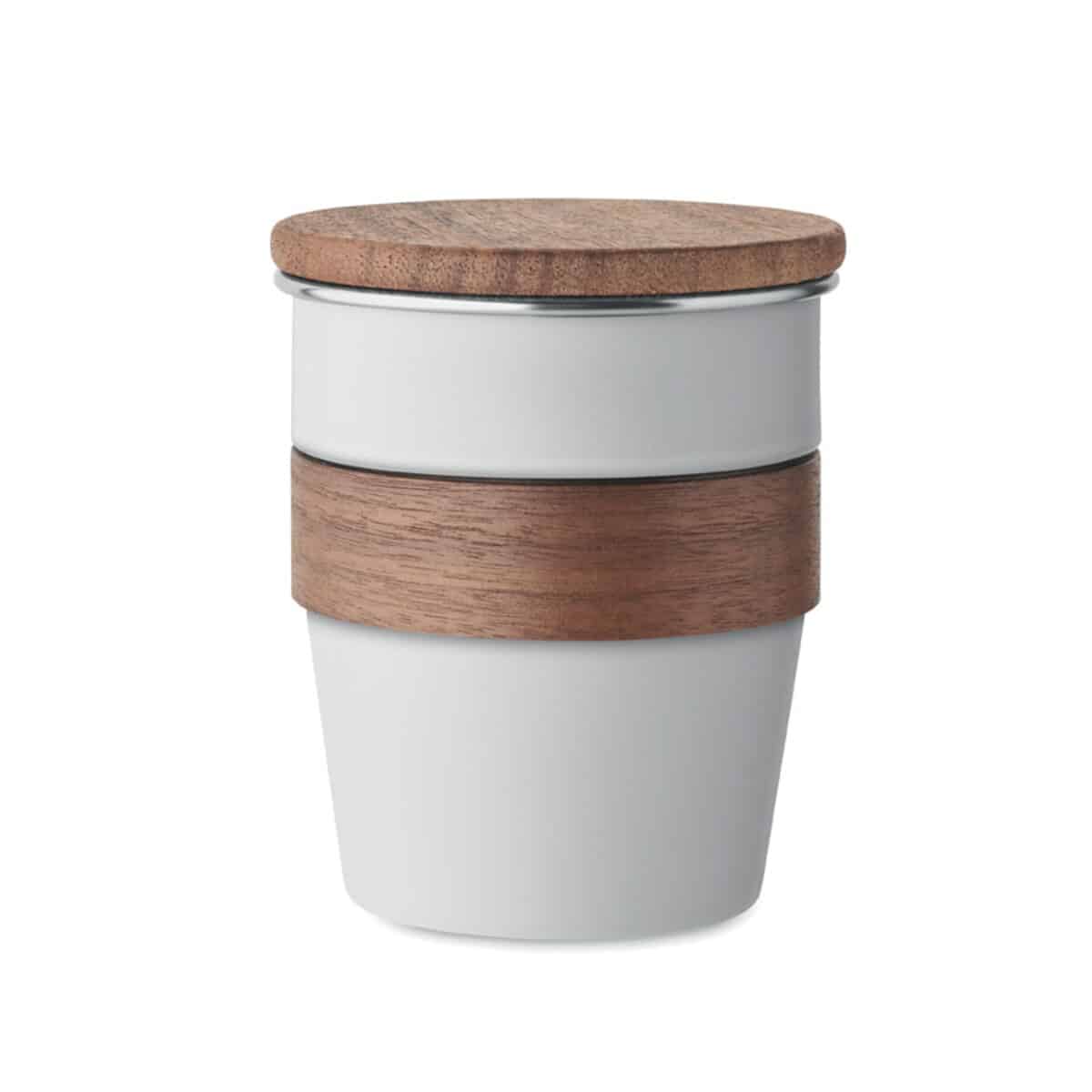 Kubek z pojedynczą ścianką 350 WALNUT - biały