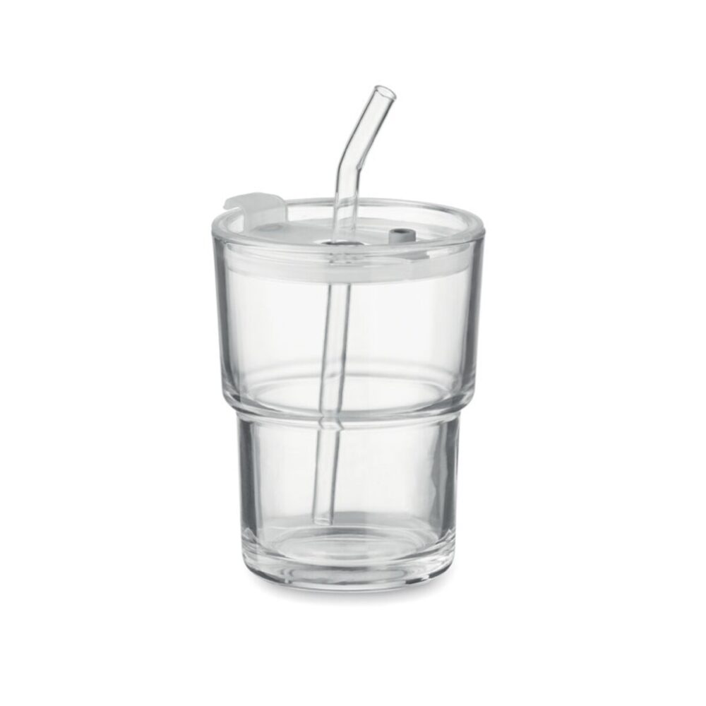 Szklany kubek ze słomką 400ml SIP mo2502-22
