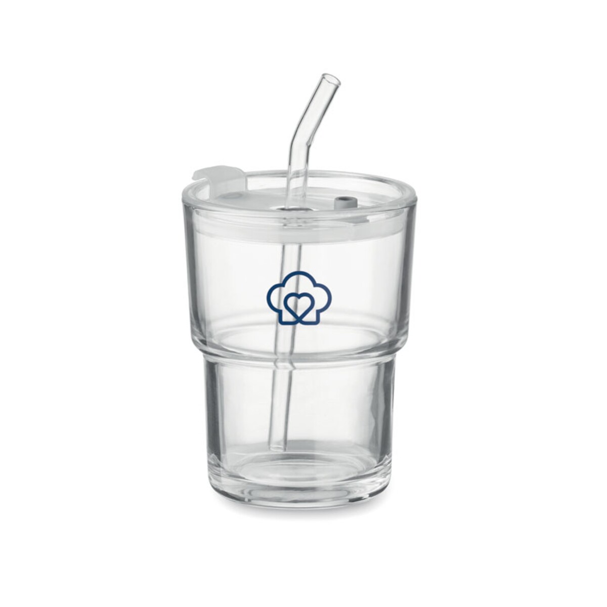 Szklany kubek ze słomką 400ml SIP mo2502-22-print