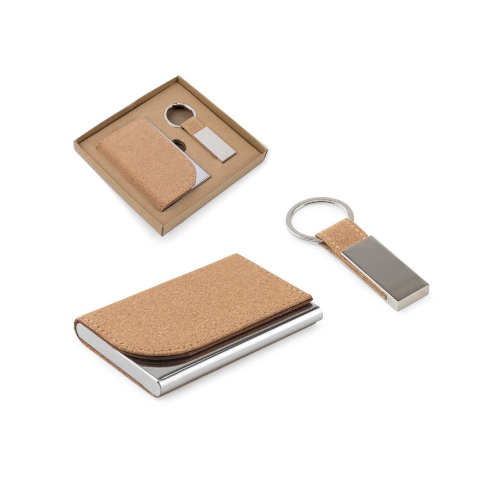 GOSLING. Zestaw składający się z etui na karty i etui na klucze, wykonanych z metalu i korka 95099_set