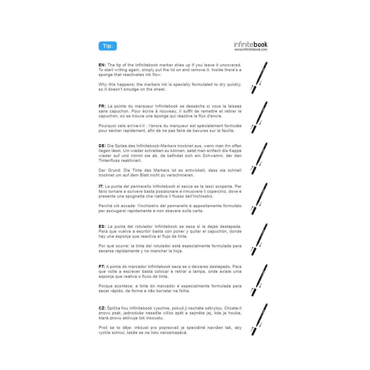 STARTER KIT INFINITEBOOK. Zestaw „Infinitebook” w twardej oprawie, 1 zestaw do czyszczenia, 1 marker i 1 uchwyt na długopis 33211_103-e