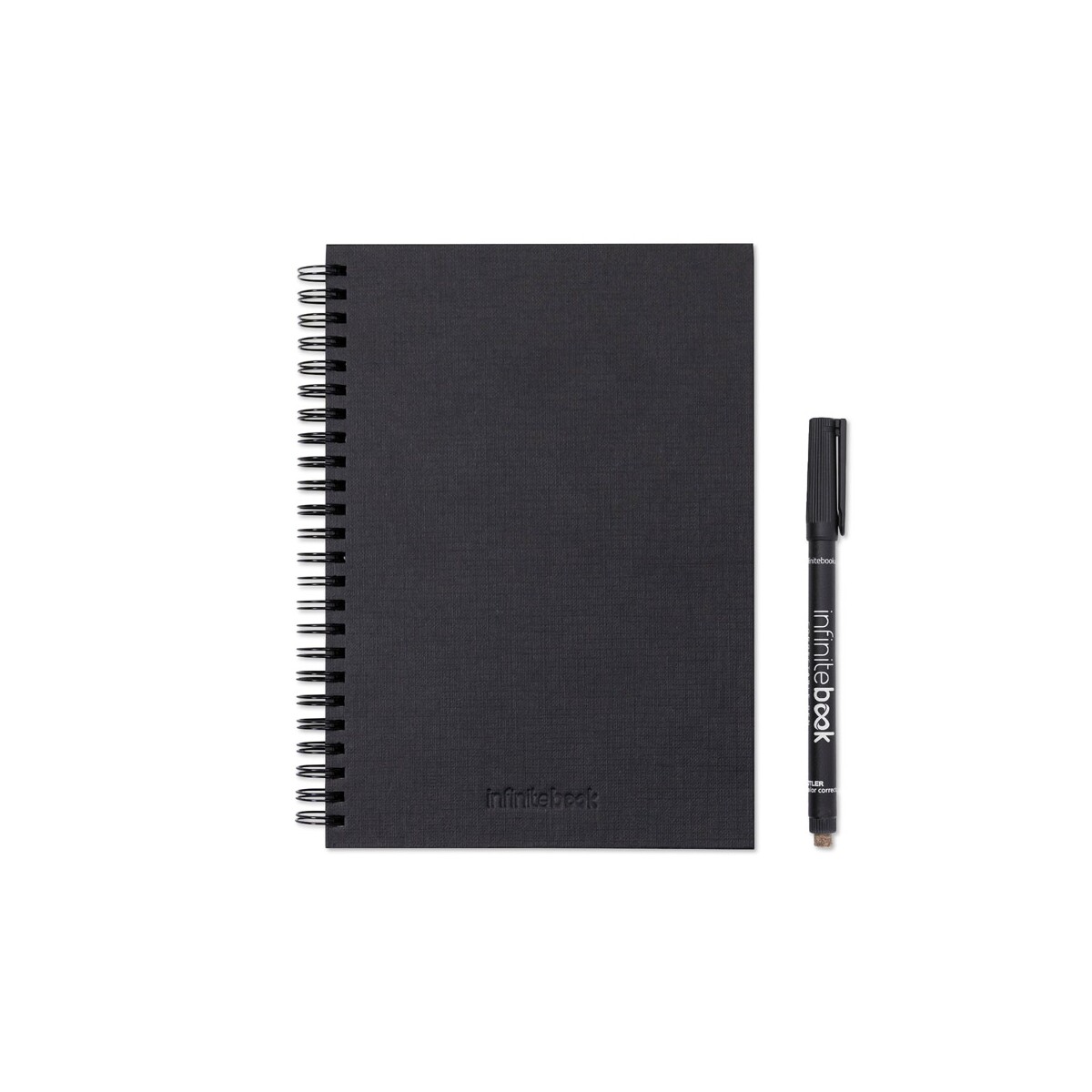 STARTER KIT INFINITEBOOK A5 PLANNER TEXTURE. Zestaw zawierający „Infinitebook” w twardej oprawie, 1 zestaw do czyszczenia, 1 marker i 1 uchwyt na długopis 33210_103