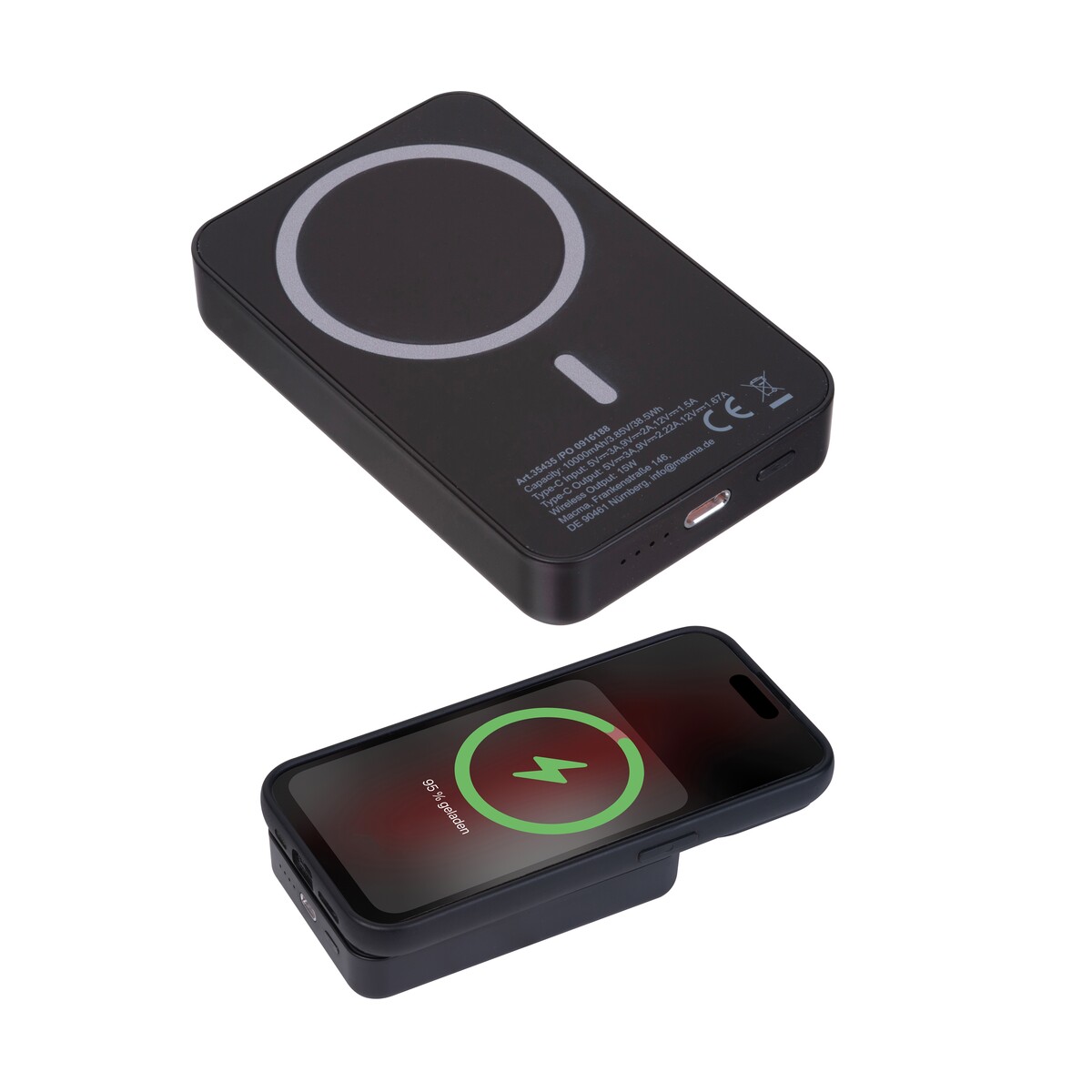 Power bank magnetyczny z ABS z recyklingu 10 000 mAh DONNA power-bank-magnetyczny-z-abs-z-recyklingu-10-000-mah-donna-3543503