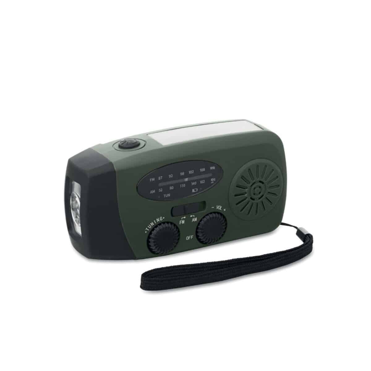 Przenośne radio z latarką LED ONDA - ciemnozielone