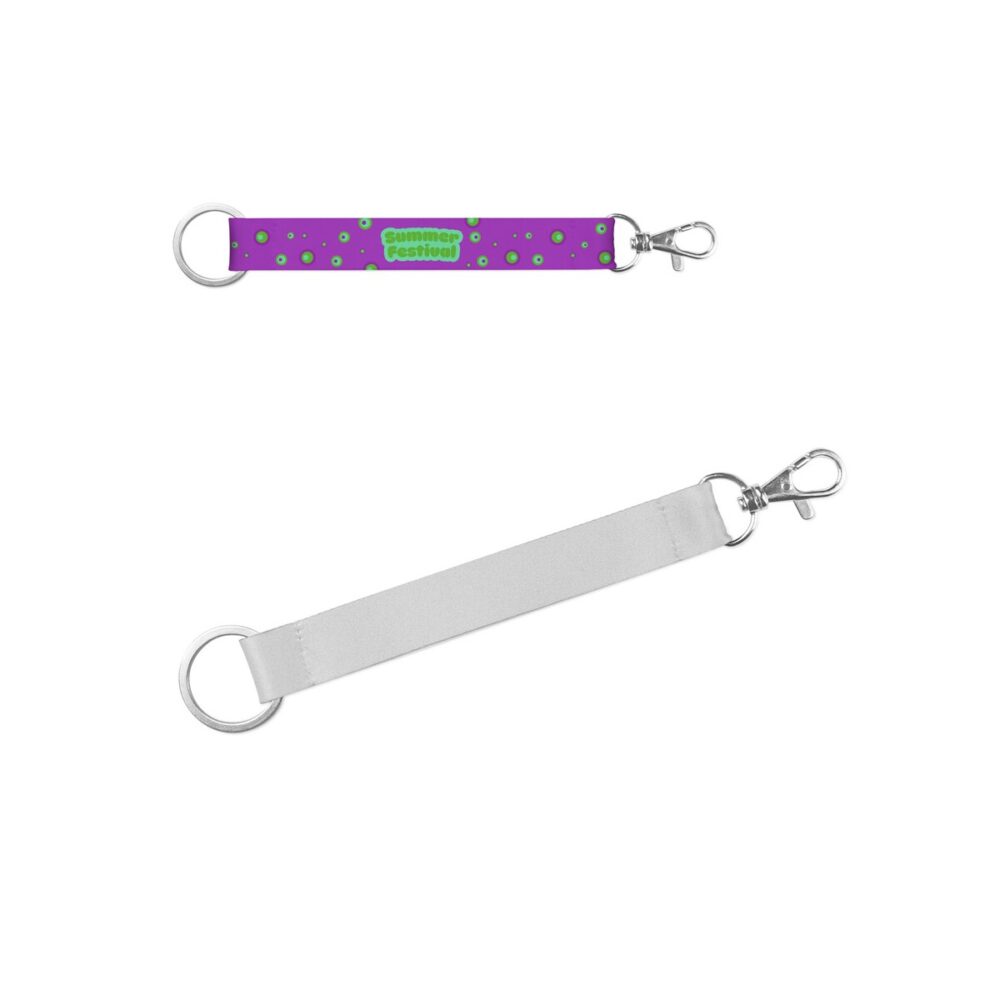 WALSALL. Krótka smycz do nadruku sublimacyjnego, wykonana z poliestru pochodzącego z recyklingu (100% rPET) ze standardowym kółkiem i karabińczykiem 94421_set