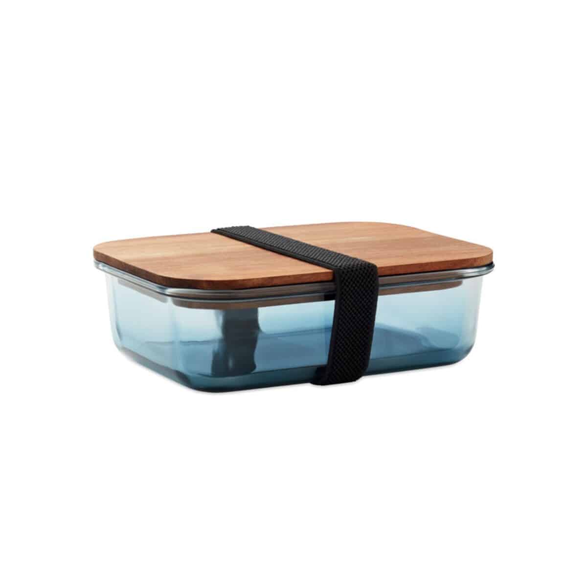 Szklany lunchbox 800ml VITRIO LUNCH - przezroczysty niebieski