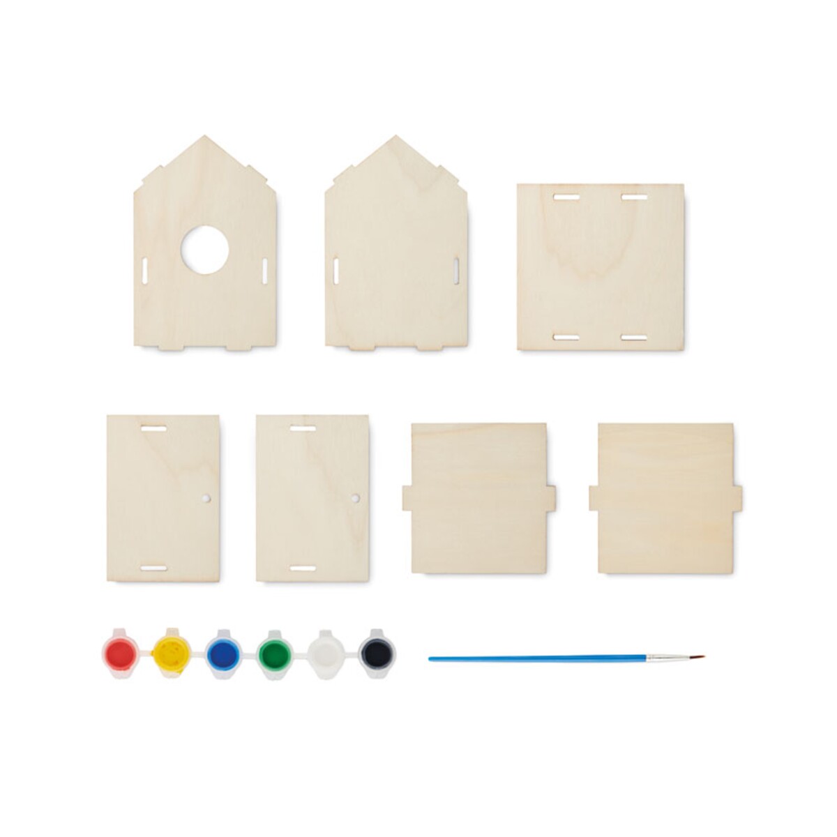 Drewniany domek dla ptaków DIY PAINTHOUSE mo2130-40-open