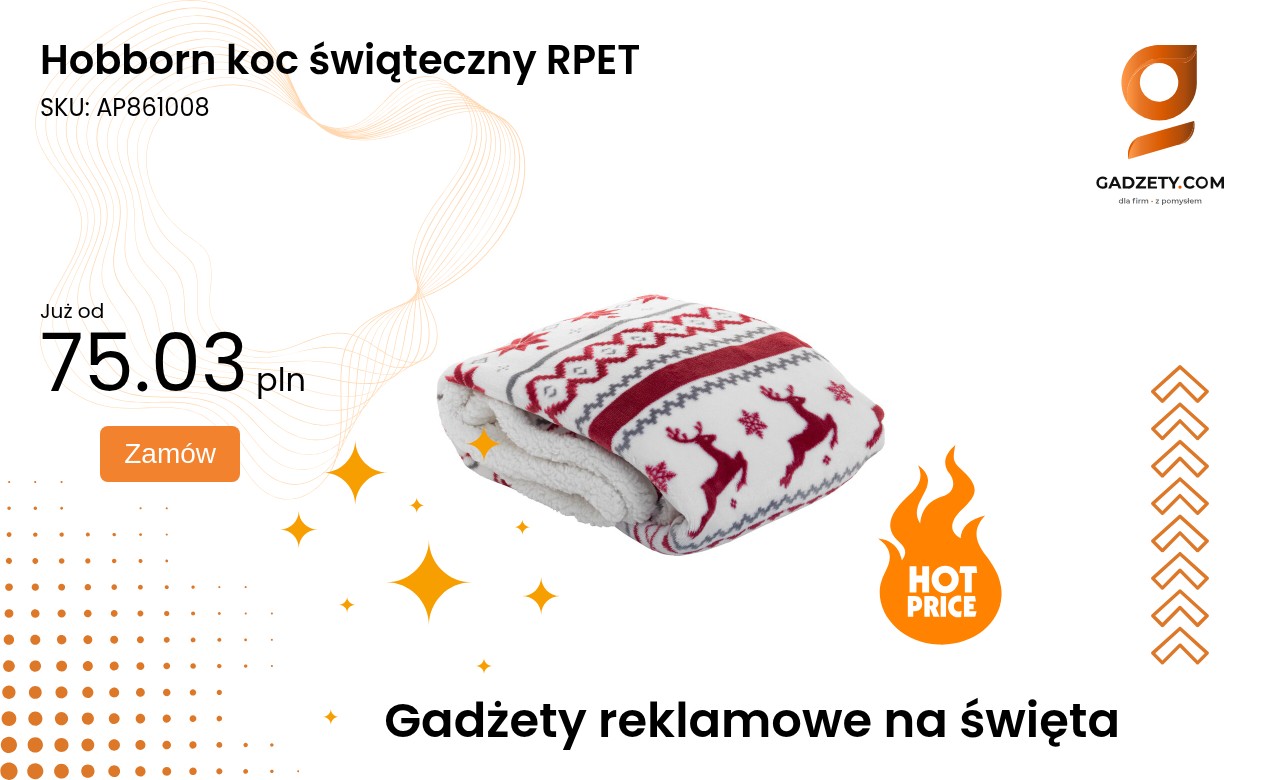 Hobborn koc świąteczny RPET Hobborn koc świąteczny wykonany z materiałów RPET