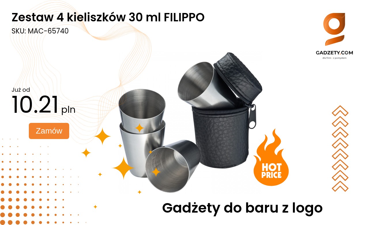 Zestaw 4 kieliszków 30 ml FILIPPO Zestaw czterech kieliszków 30 ml marki Filippo