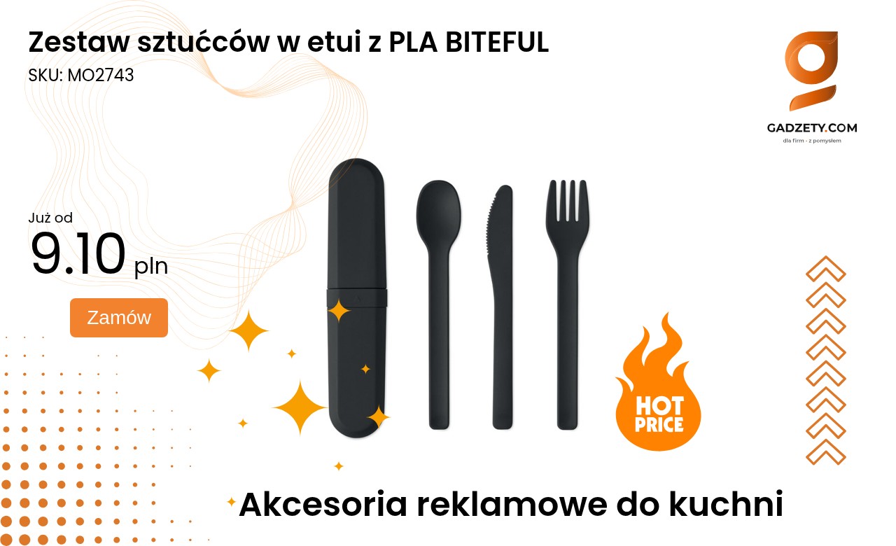 Zestaw sztućców w etui z PLA BITEFUL Zestaw sztućców BITEFUL w ekologicznym etui z PLA