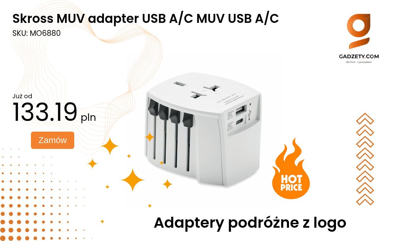 Skross MUV adapter USB A/C MUV USB A/C Adapter Skross MUV z portami USB A i C