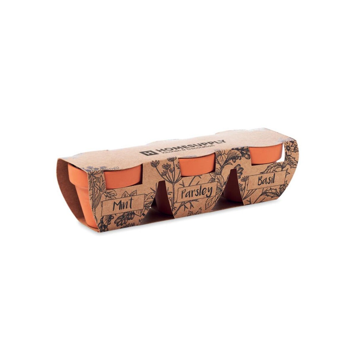 Zestaw 3 doniczek z terakoty FLOWERPOT mo6145-40-print