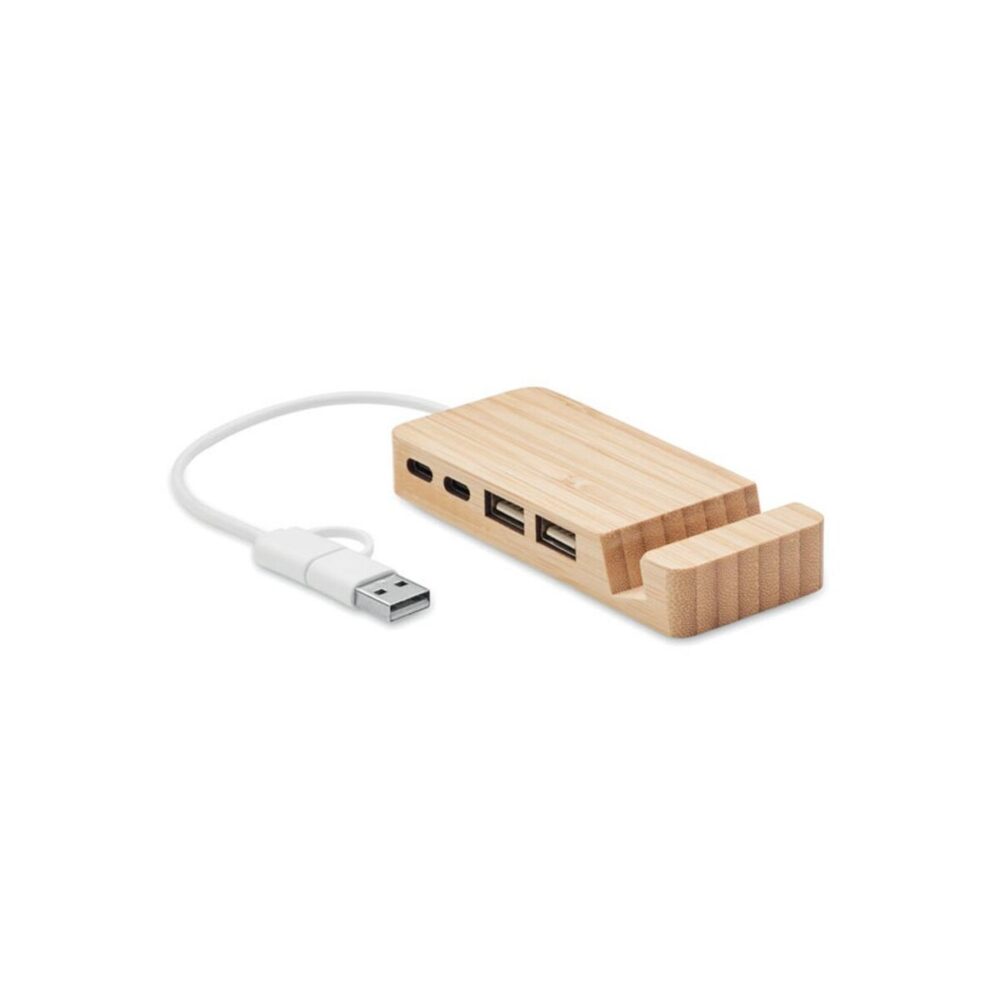 4-portowy bambusowy hub USB HUBSTAND mo2144-40