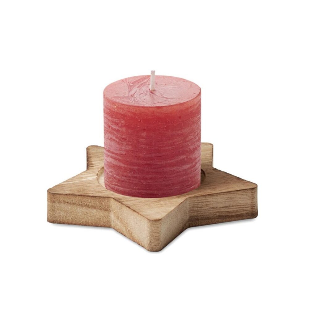 Świeca na drewnianej podstawce LOTUS cx1481-05