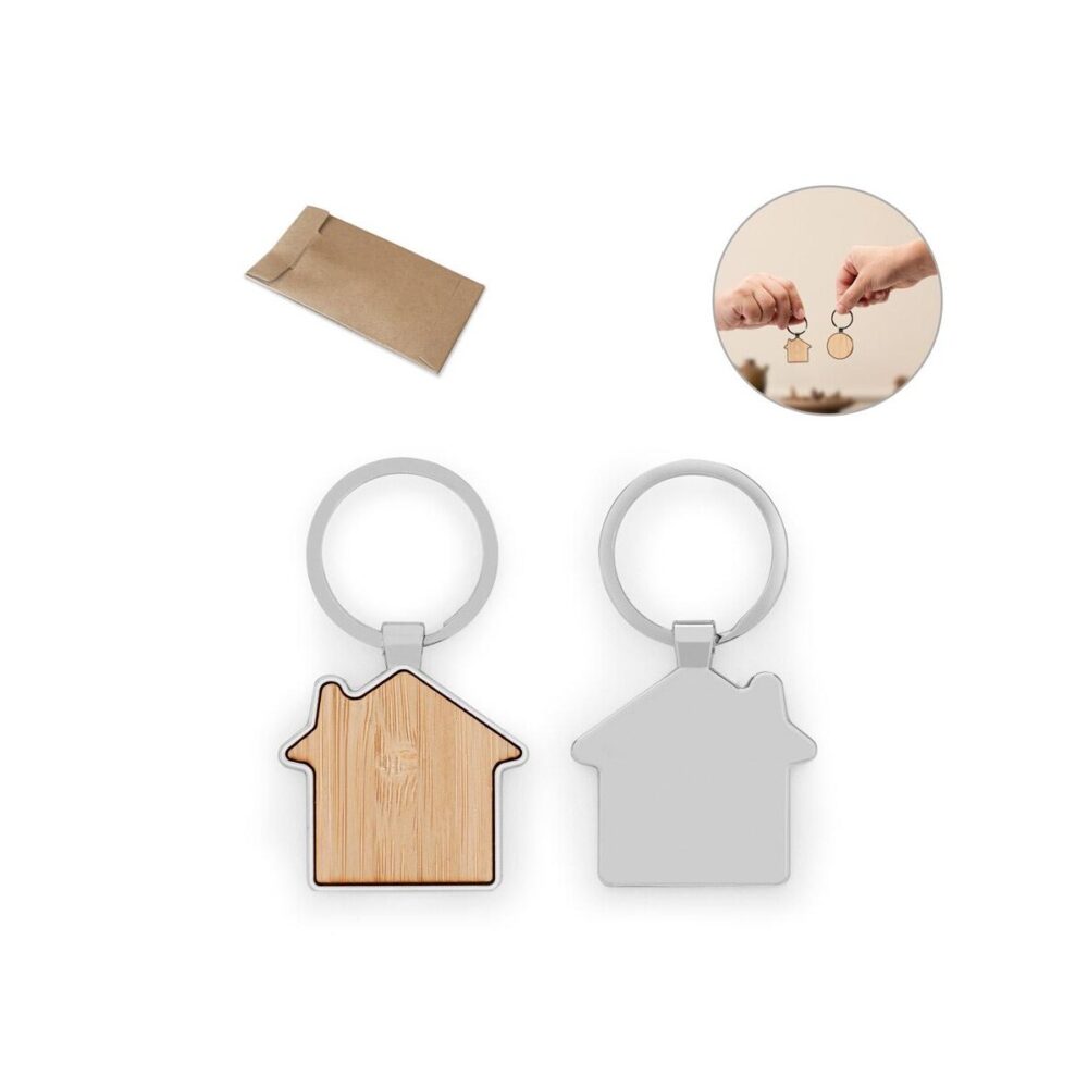 GASTON HOUSE. Żelazny brelok w kształcie domu, wykonany z cynku i bambusa 95117_set