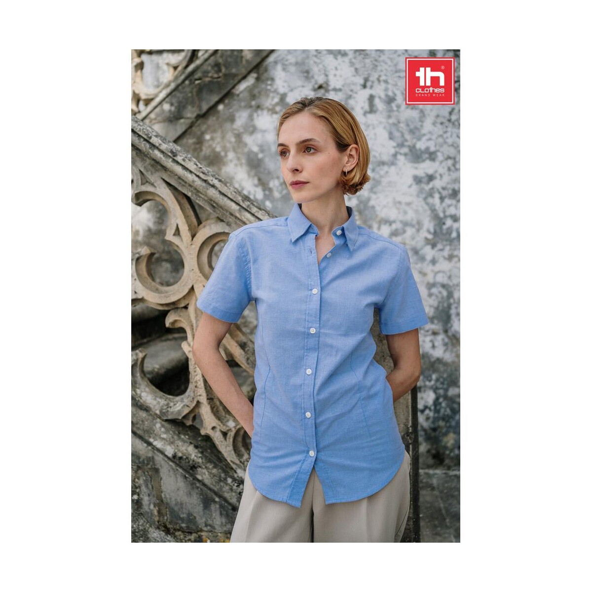 THC LONDON WOMEN. Damska koszula oxford z krótkim rękawem 30158_set
