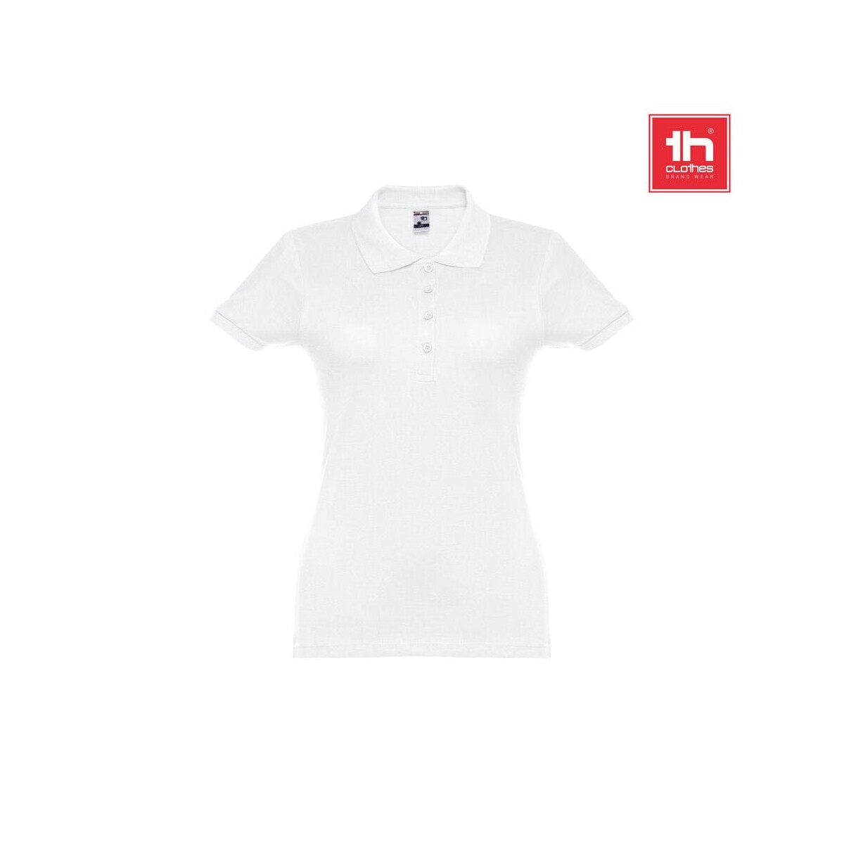 THC EVE WH. Damskie polo z krótkim rękawem taliowane z bawełny zgrzebnej 30134_set