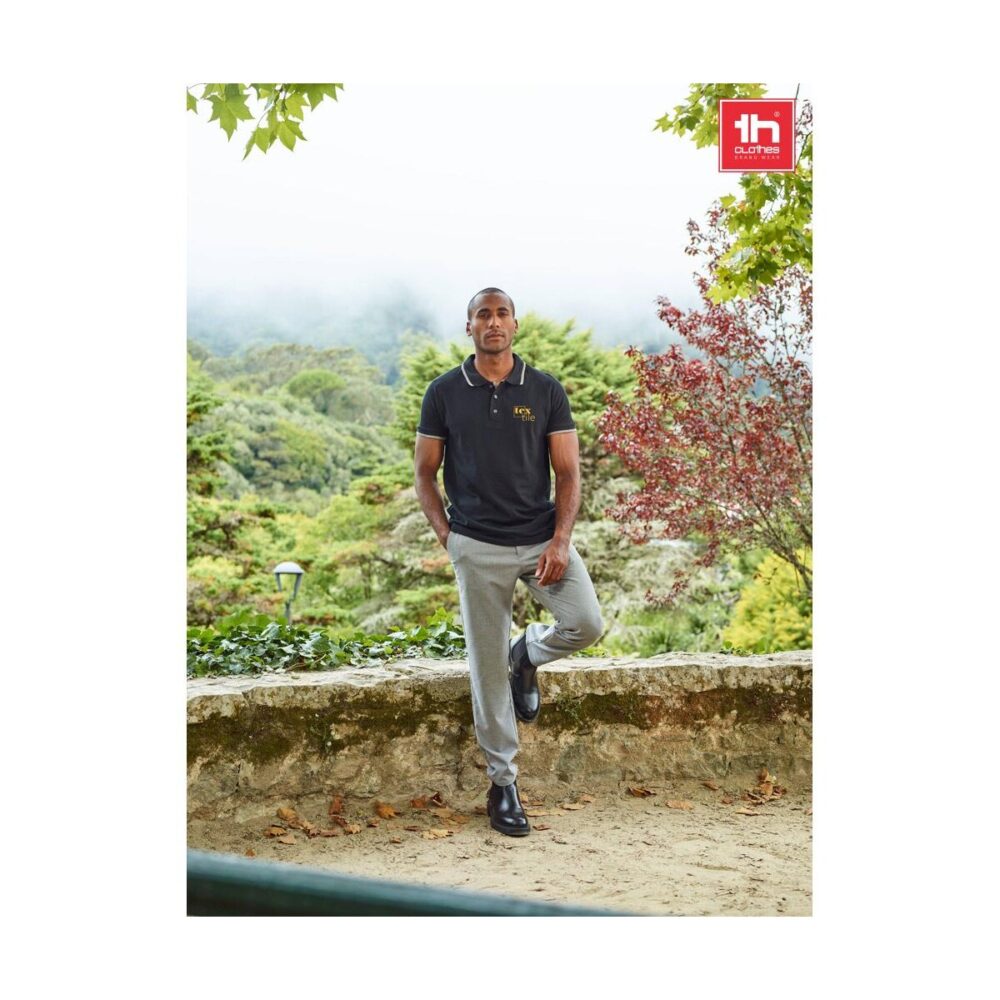 THC ROME. Męska dwukolorowa bawełniana koszulka polo 30137_set