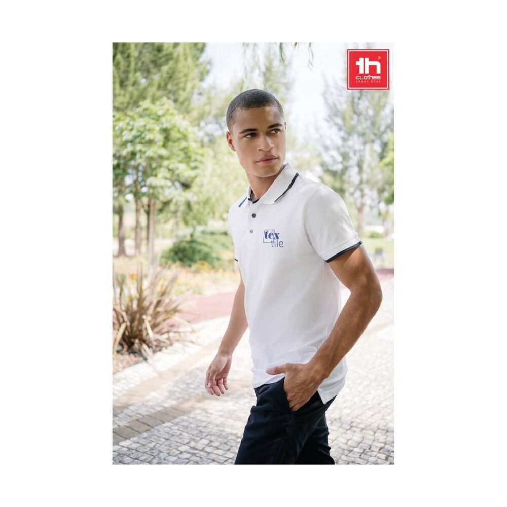 THC ROME WH. Męska dwukolorowa bawełniana koszulka polo. Kolor biały 30136_set