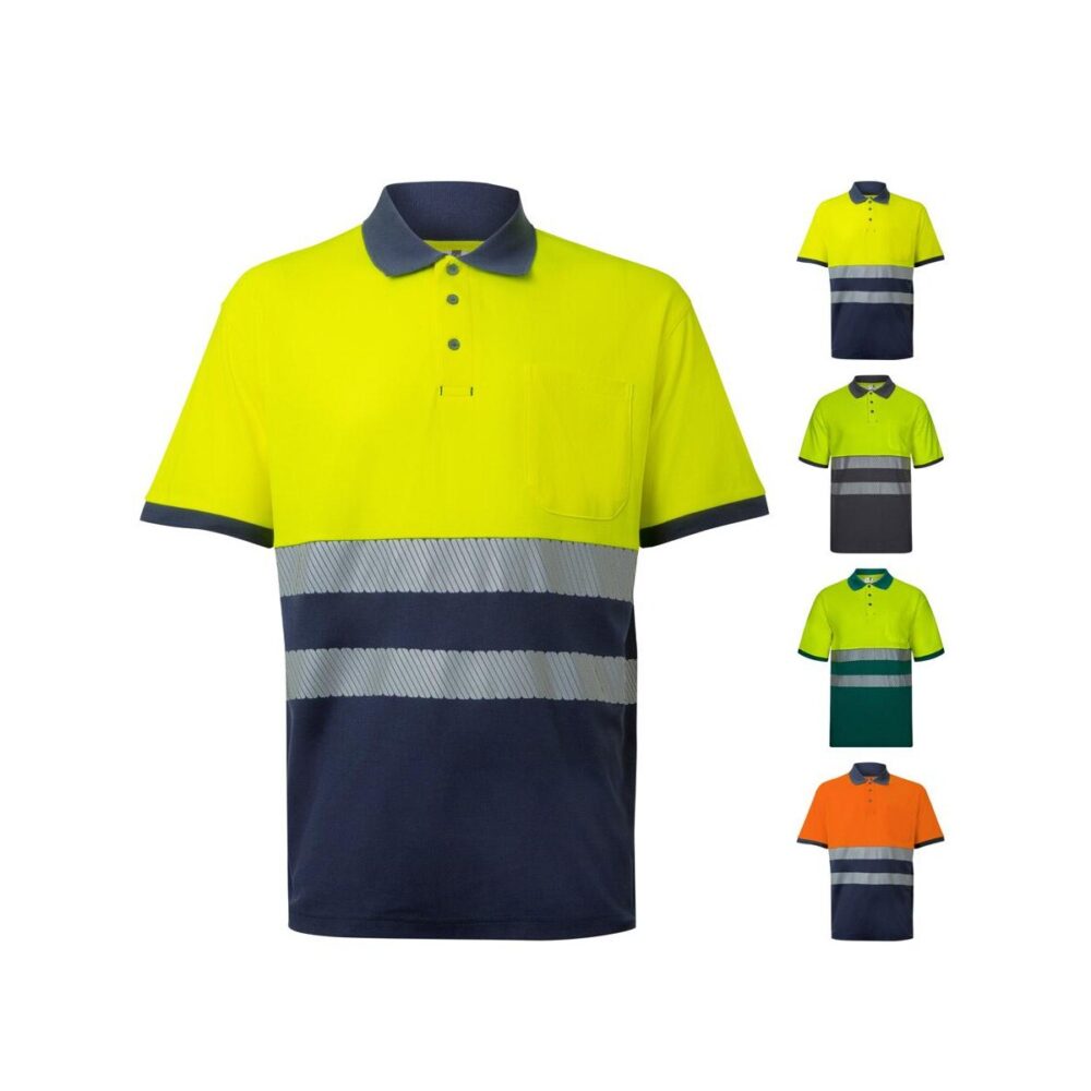 VL ACHELOUS. Dwukolorowa koszulka polo piqué (150 g/m²) z krótkim rękawem, z bawełny (55%) i poliestru (45%) 36100_set