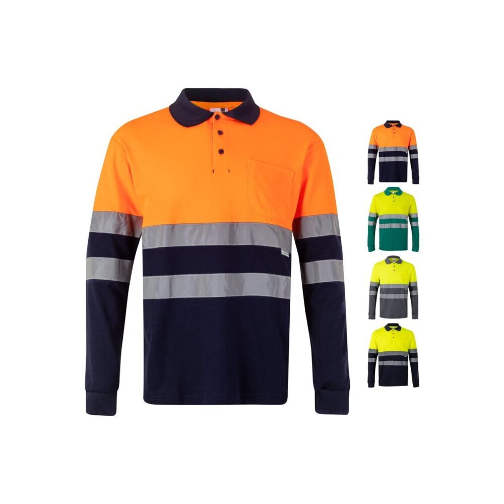 VL PLUTO. Dwukolorowa koszulka polo piqué (150 g/m²) z długim rękawem, z bawełny (55%) i poliestru (45%) 36139_set