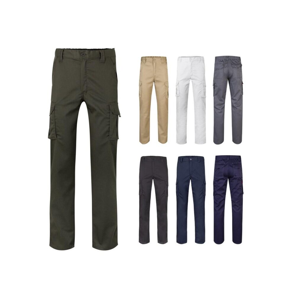 VL PAN. Dwukolorowe, elastyczne spodnie z wieloma kieszeniami (240 g/m²), z bawełny (46%), EME (38%) i poliestru (16%) 36008_set