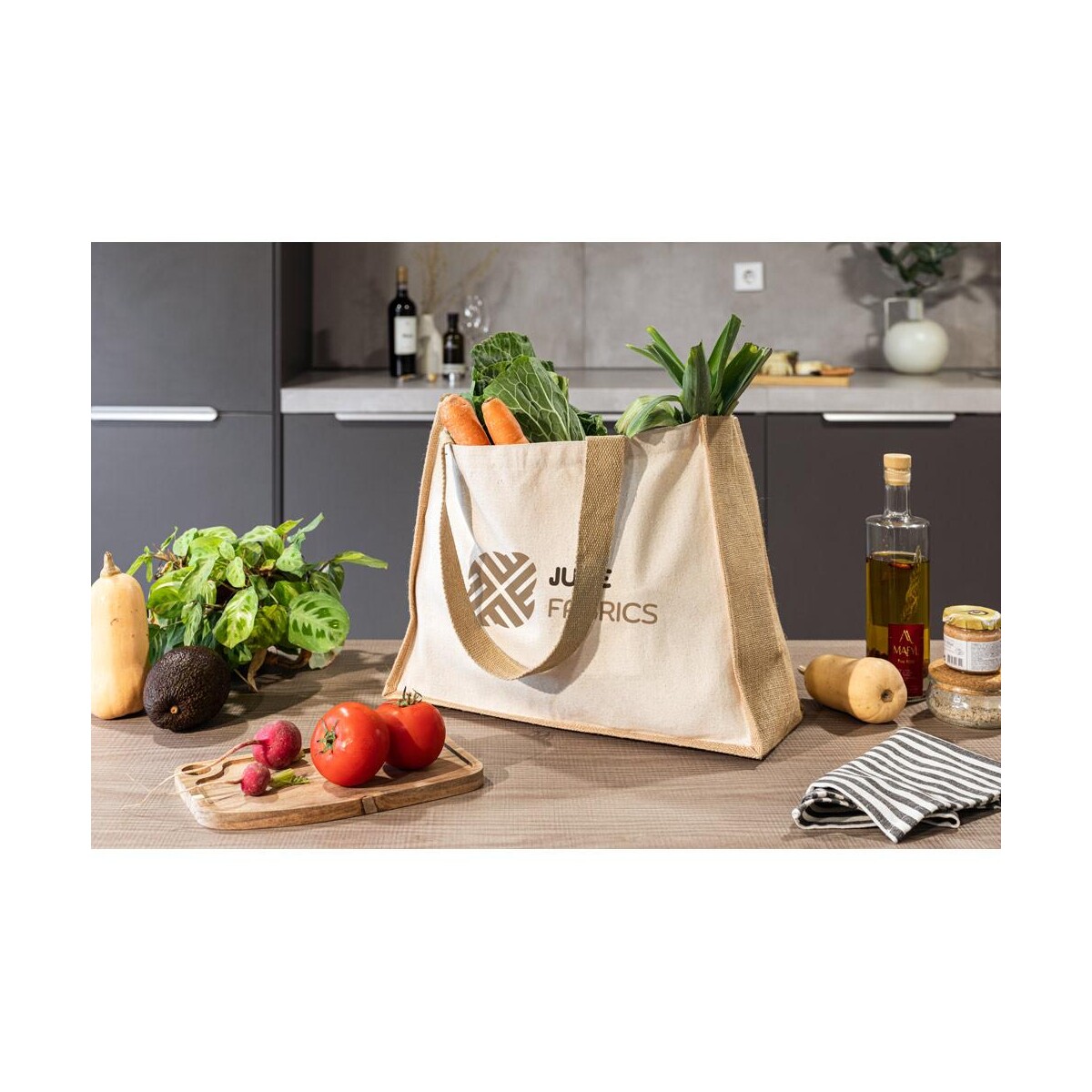 HELSINQUE. Torba płócienna (320 g/m²), z dnem i bokami z laminowanej juty (350 g/m²) w naturalnych odcieniach 92538_amb