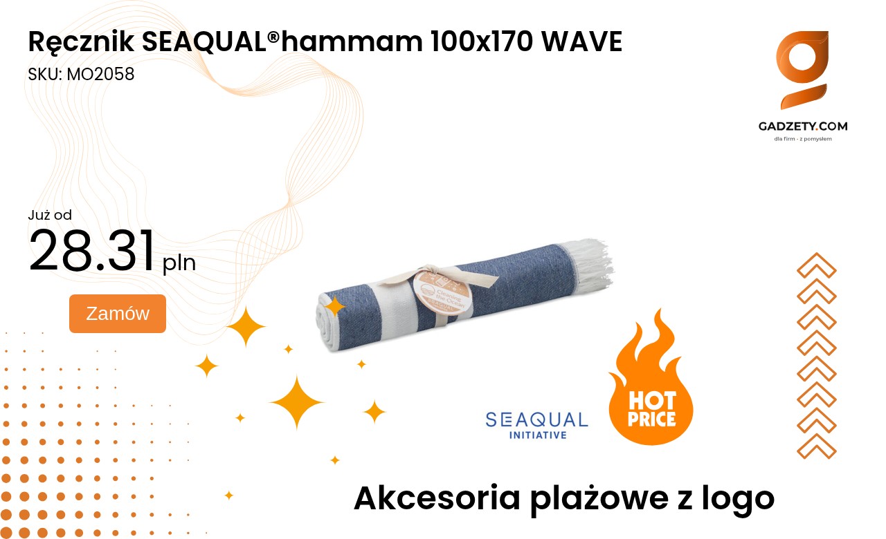 Ręcznik SEAQUAL®hammam 100x170 WAVE Ręcznik SEAQUAL hammam wzór WAVE o wymiarach 100 na 170 cm