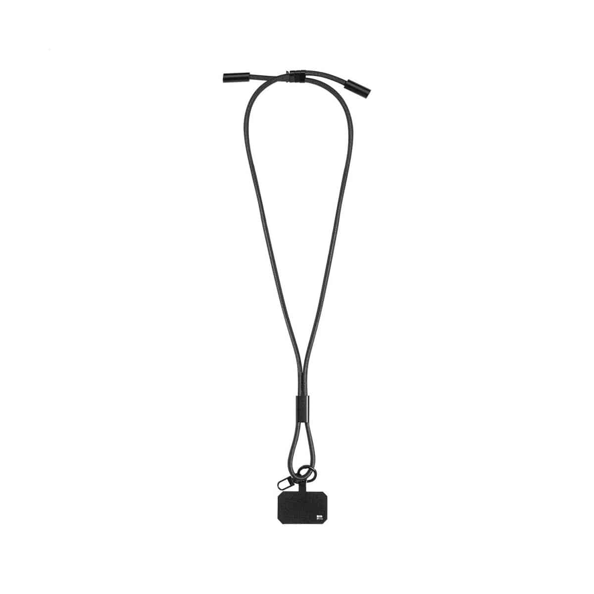 HolCharge smycz, uchwyt na telefon, kabel 60W RPET - czarna