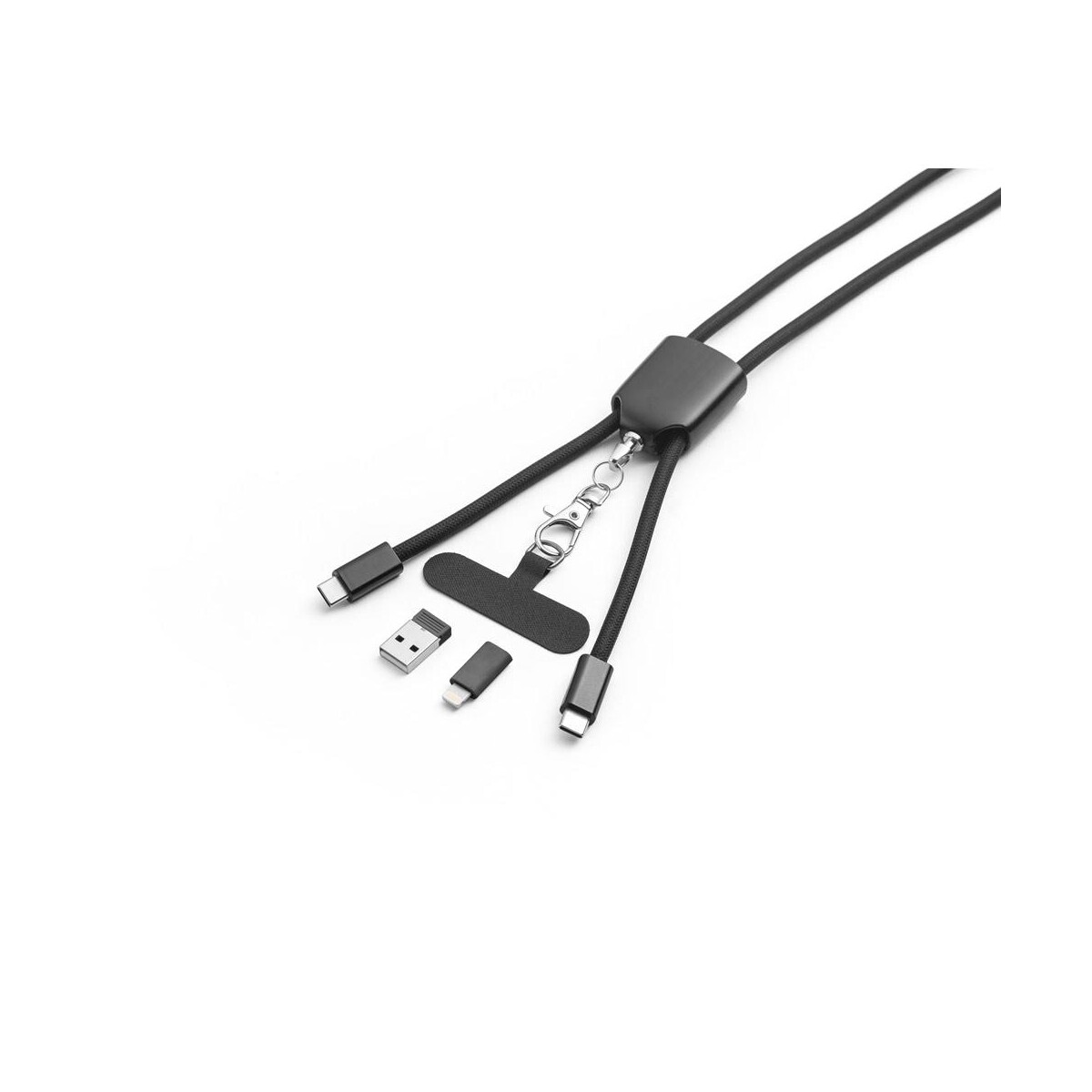 ZEWAIL. Smycz z dołączonym uchwytem na smartfona, kablem USB-C i różnymi adapterami z recyklingowanego ABS i recyklingowanego TPE 97194_103-c