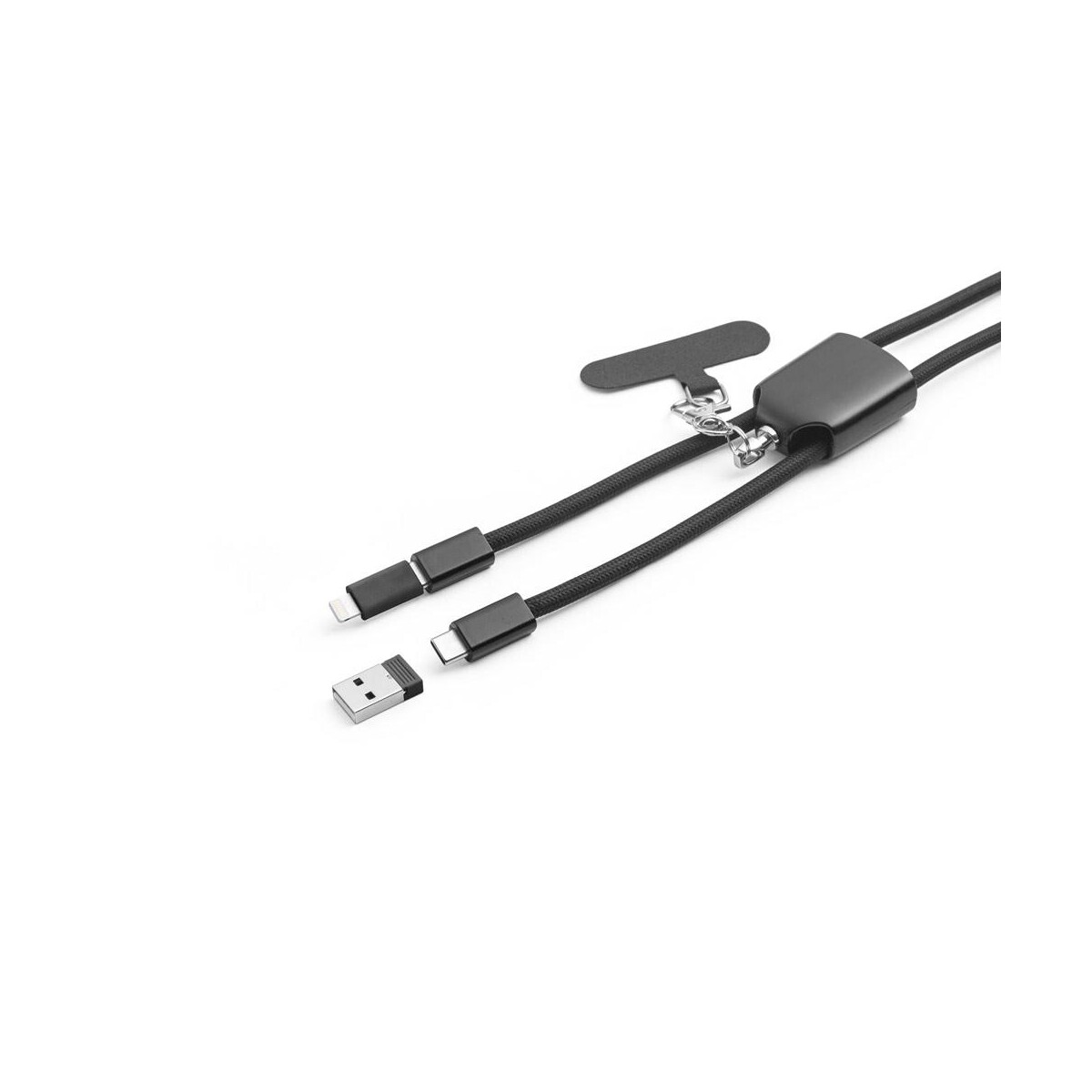 ZEWAIL. Smycz z dołączonym uchwytem na smartfona, kablem USB-C i różnymi adapterami z recyklingowanego ABS i recyklingowanego TPE 97194_103-d