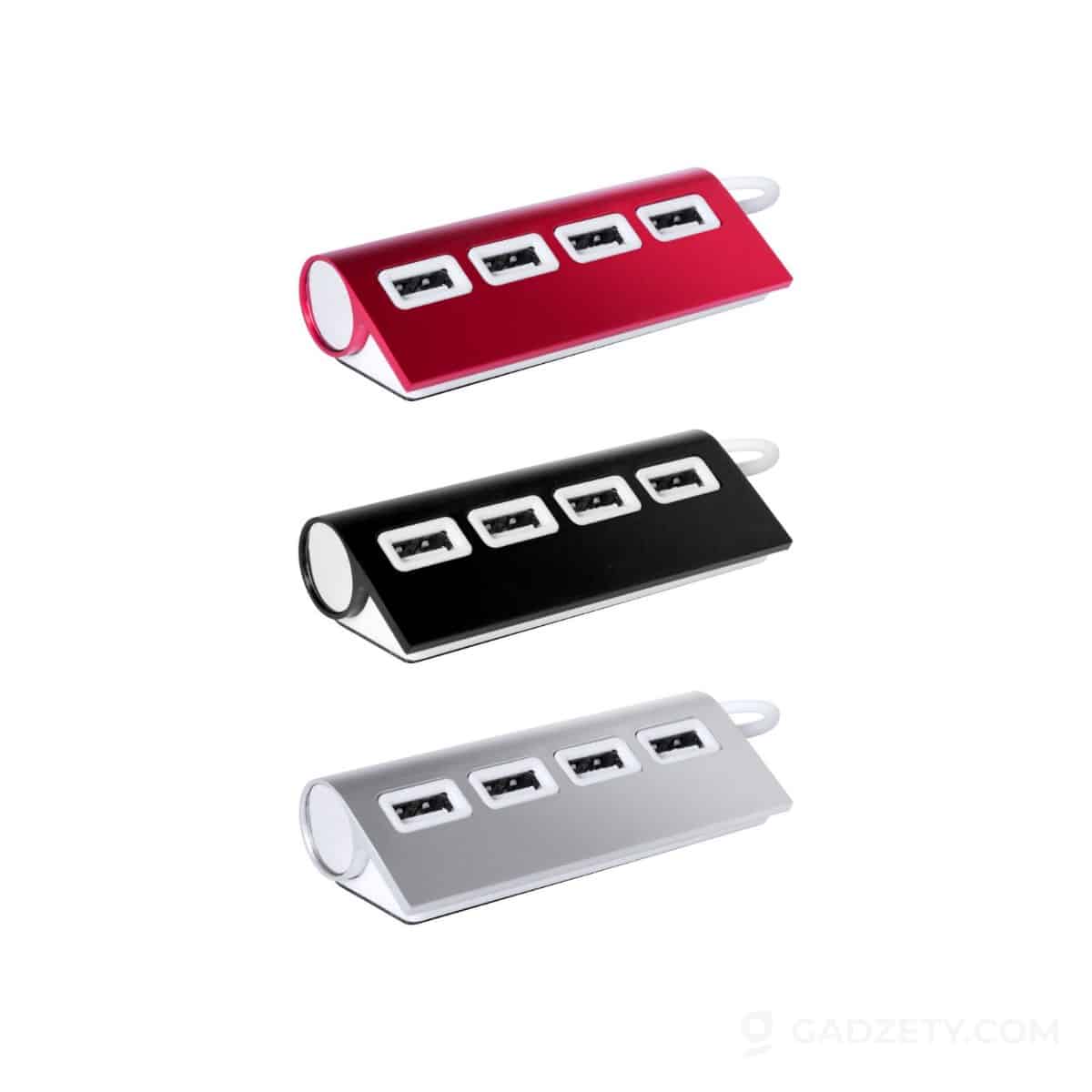 Rozgałęźnik USB Wudge, aluminiowy 4-portowy