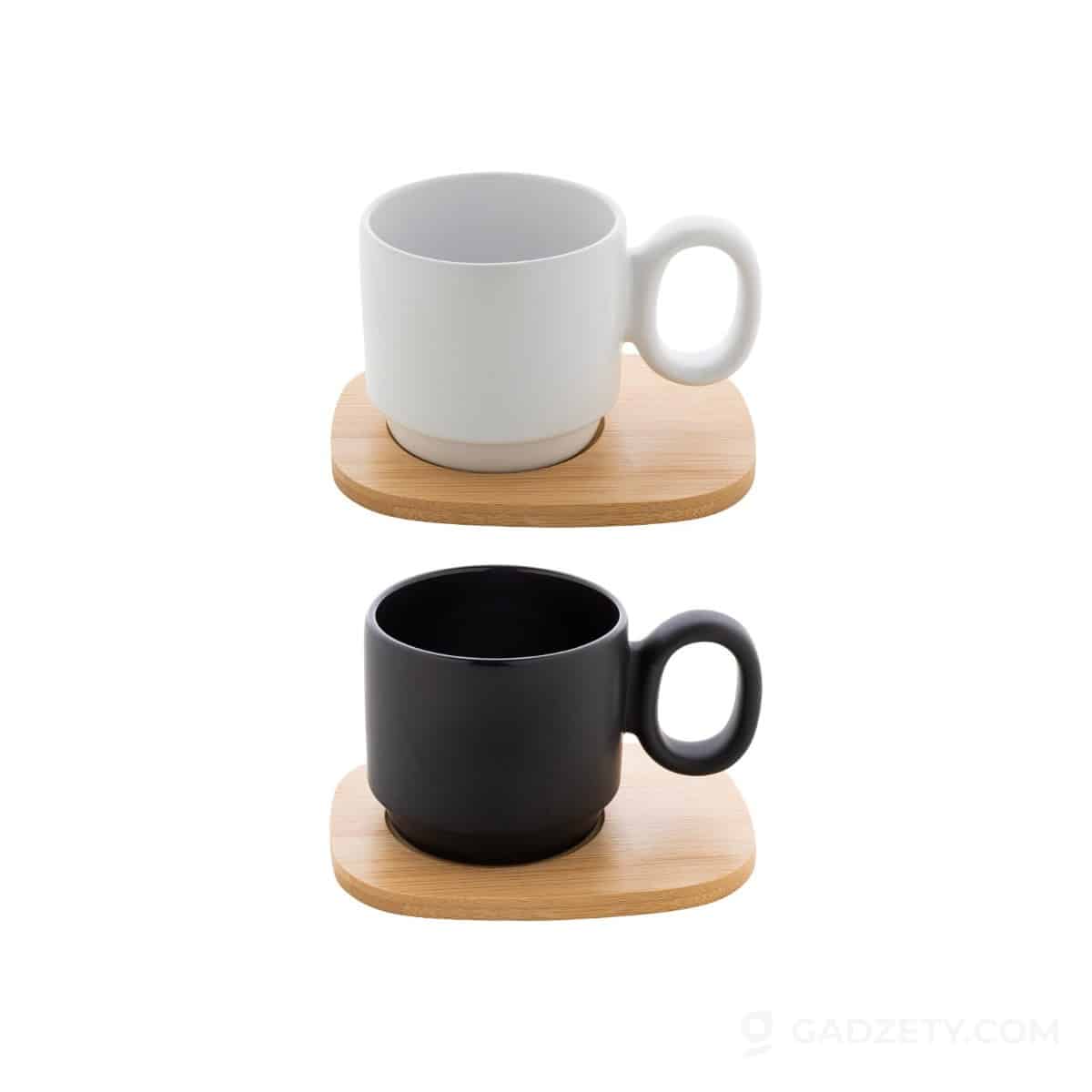 Kubek ceramiczny Kaguya, z tacką bambusową