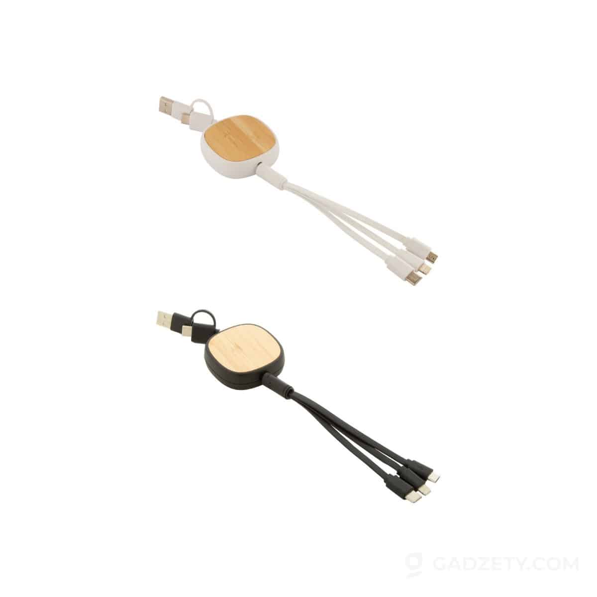 Kabel usb Rabsle, bambusowy teleskopowy
