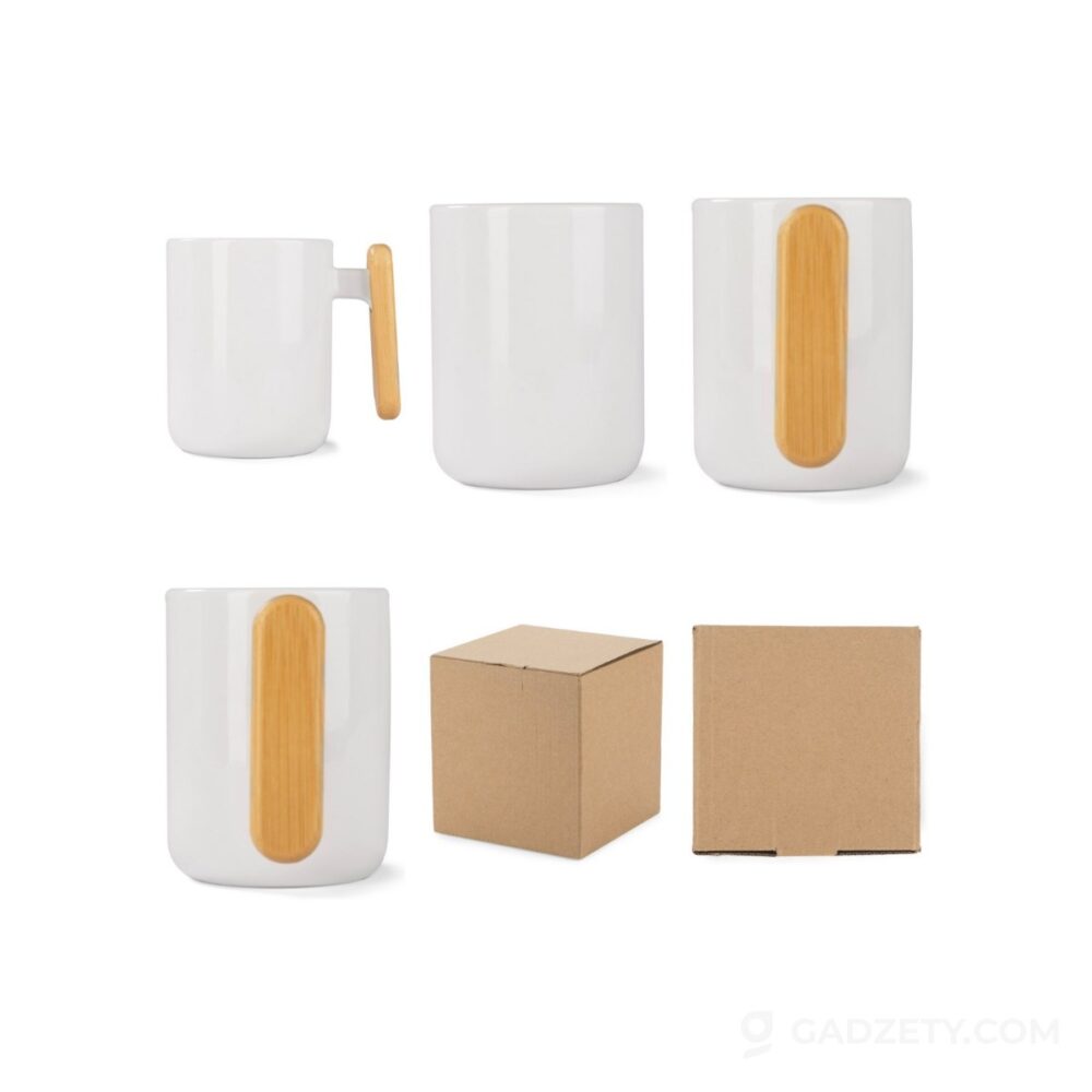 Kubek ceramiczny VAYS 450, bambusowy uchwyt
