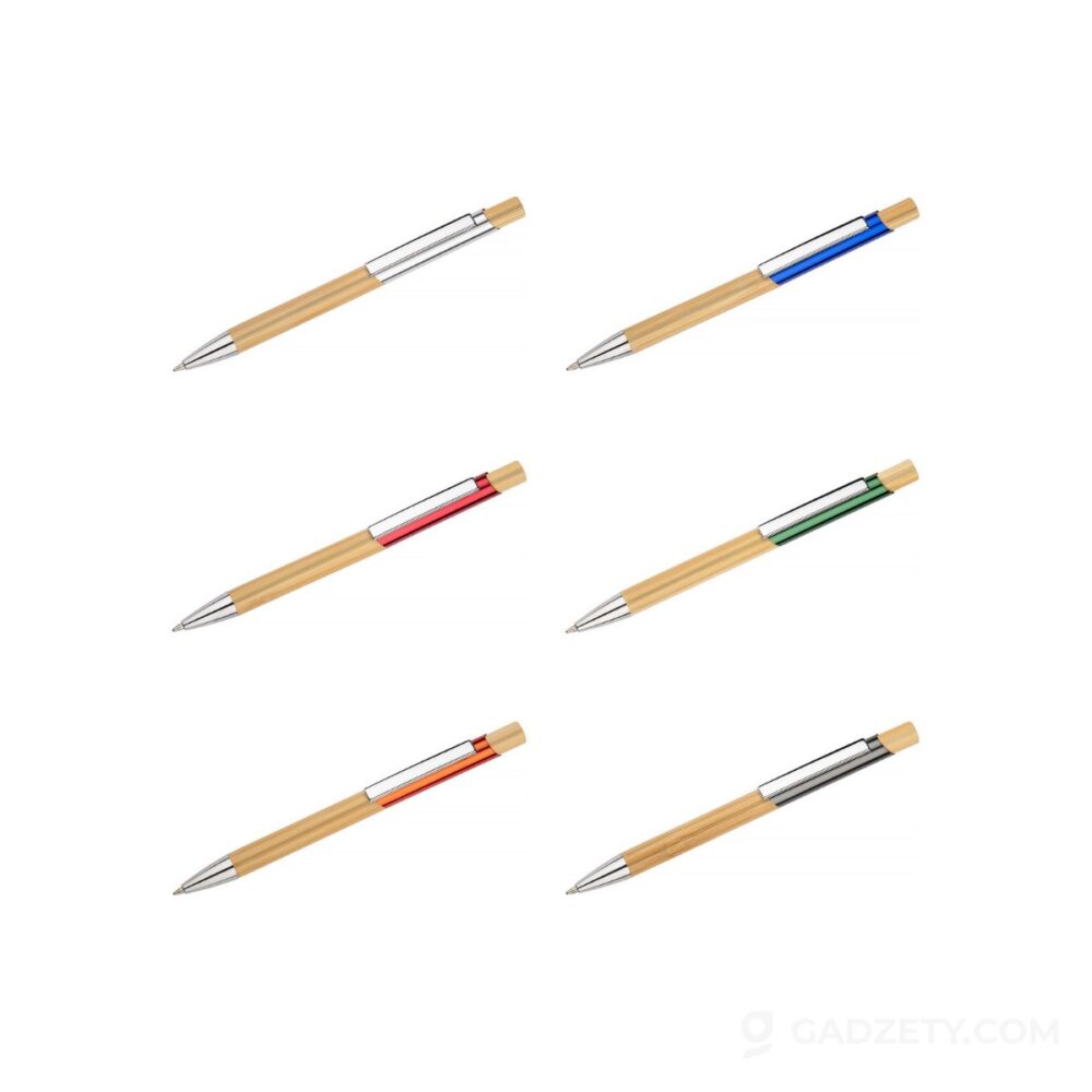 Długopis bambusowy Balis, metaliczny klips