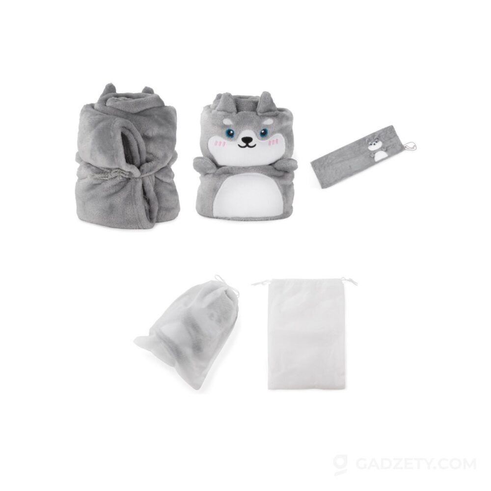 Koc polarowy WOOLY, dziecięcy z wilkiem