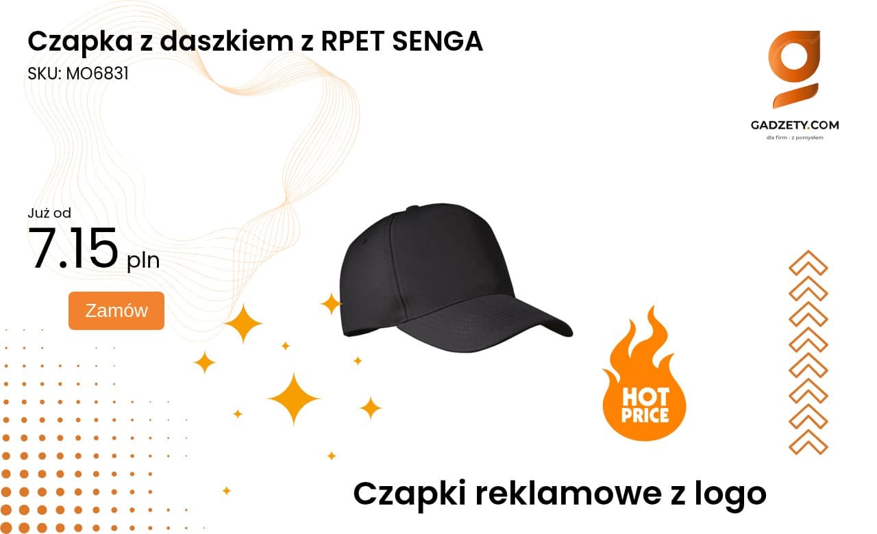 Czapka z daszkiem z RPET SENGA Ekologiczna czapka z daszkiem SENGA wykonana z recyklingowanego PET