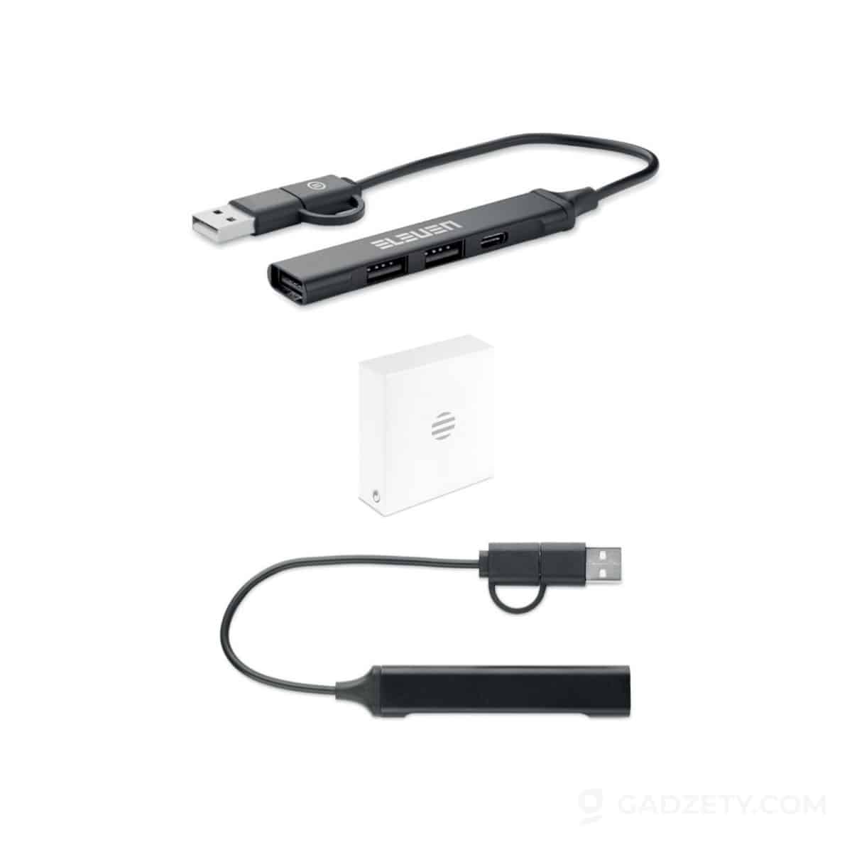 Hub USB CURRENT, aluminiowy z 4 portami