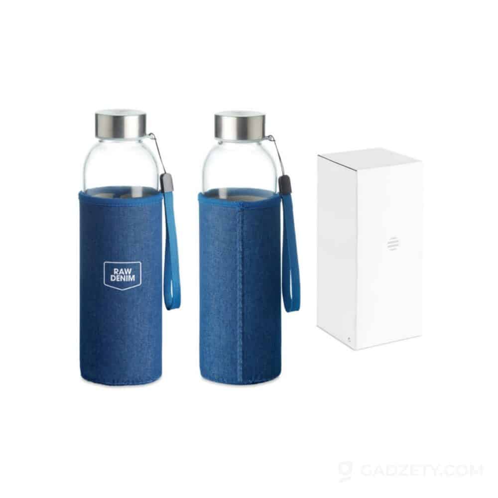 Szklana butelka w etui 500 ml UTAH DENIM