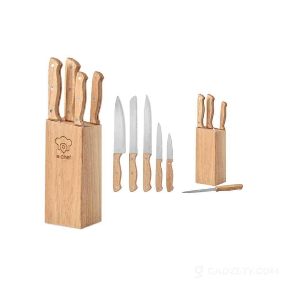 Zestaw noży GOURMET drewniany ze stojakiem