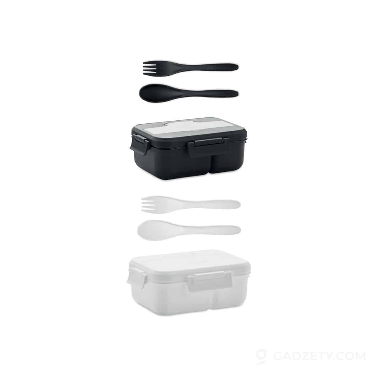 Lunch box Makan, dwupoziomowy ze sztućcami