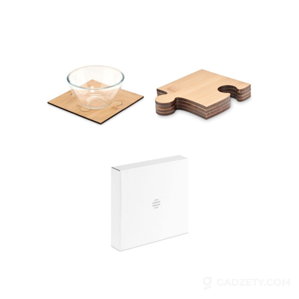 Zestaw podkładek puzzle Lepy, bambusowe
