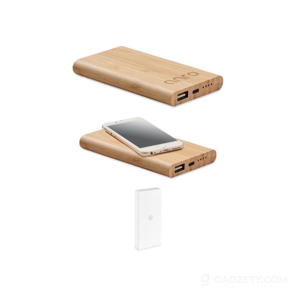 Power bank Arenapower 4000 mAh, bambusowy