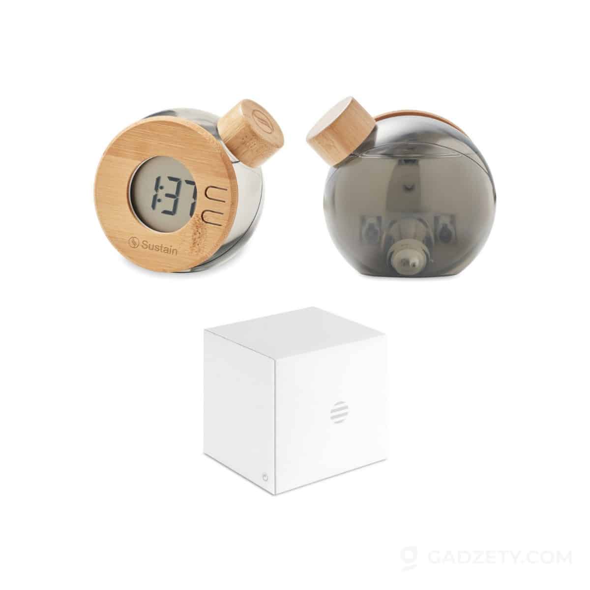 Zegar wodny LCD DROPPY LUX, bambusowy detal