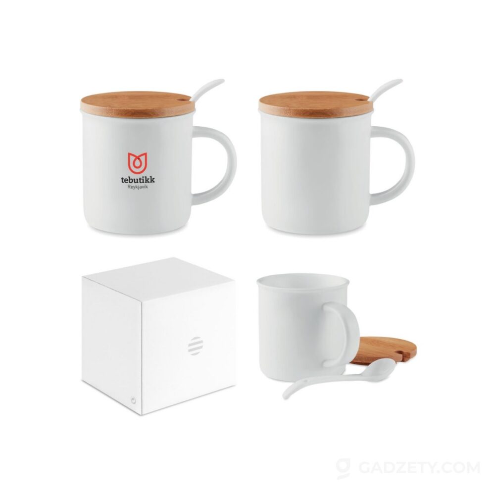 Porcelanowy kubek z łyżeczką KENYA