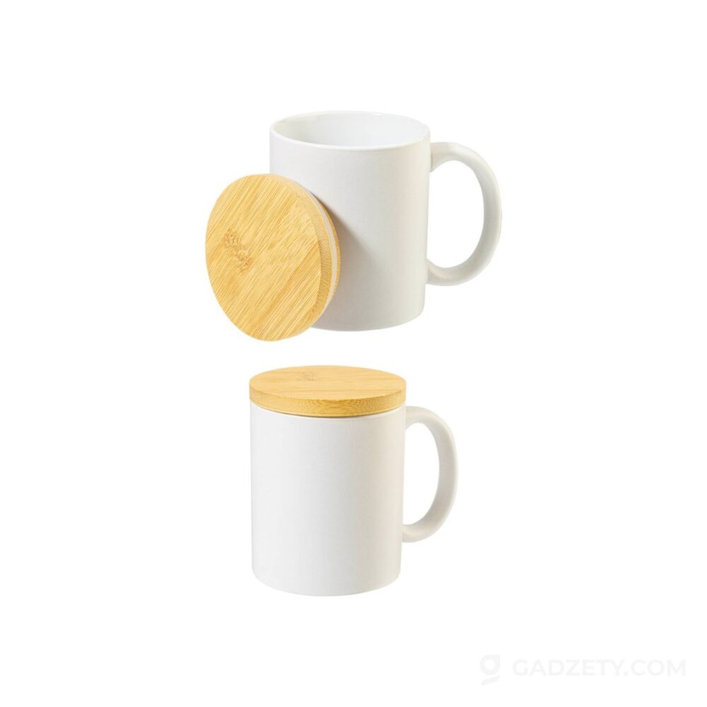 Kubek Borgen ceramiczny z bambusową pokrywką